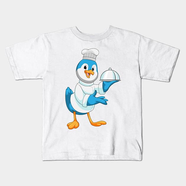 Bird as Cook with Platter Kids T-Shirt by Markus Schnabel